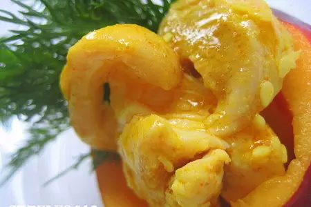 Куриная грудка карри с кунжутом в чаше из нектарина.: шаг 2