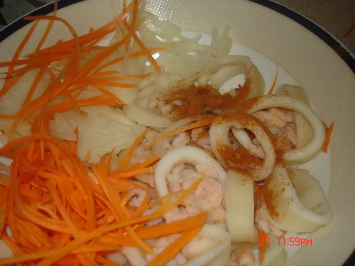 Закуска "хе " с морепродуктами и  морковью: шаг 2