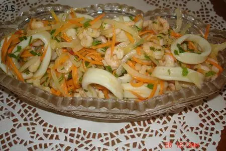 Закуска "хе " с морепродуктами и  морковью: шаг 3