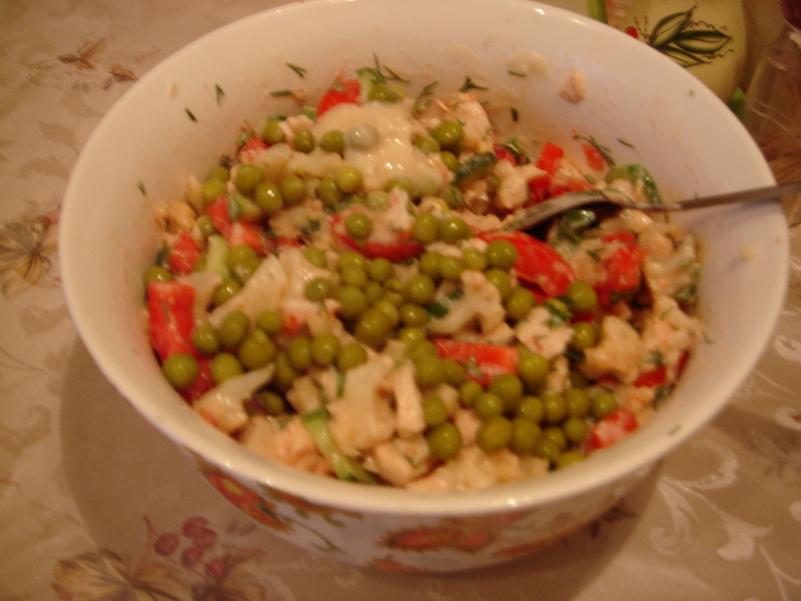 Салат из цветной капусты с куриной грудкой: шаг 4