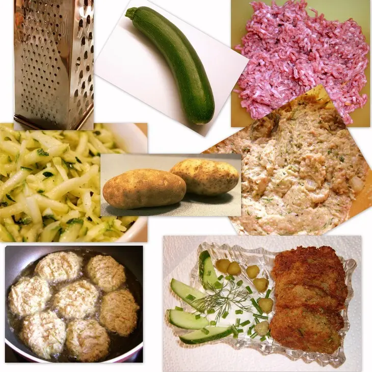 Оладьи с цуккини, да картофельно-мясные с соусом «tzatziki» (цацики): шаг 1