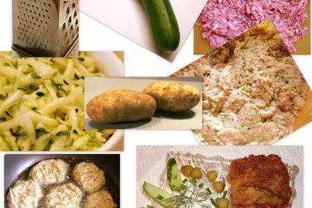 Оладьи с цуккини, да картофельно-мясные с соусом «tzatziki» (цацики): шаг 1