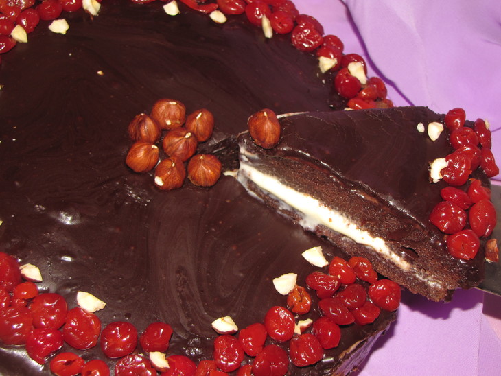 Шоколадный тортик с нежным белым центром: шаг 3