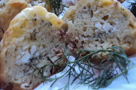 Кексы с копченой рыбой и фетой (cake au poisson fumé et à la feta): шаг 4