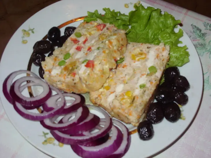 Куриный хлебец с овощами, с "сырно-куражной" начинкой: шаг 9