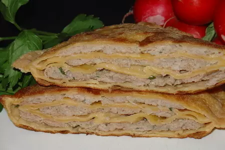 Мясные уголки или слоёные чебуреки.: шаг 6