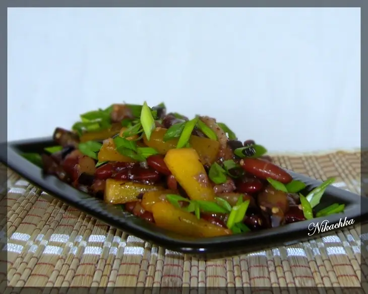 Тёплый салат из фасоли с овощами: шаг 1
