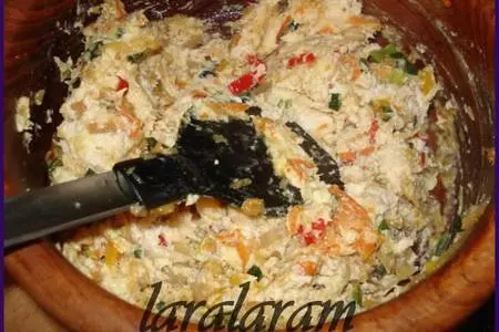 Блины тыквенные заварные с куриным фаршем "солнечные": шаг 5