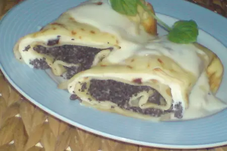 Налистники с творогом,маком и сушеной вишней.: шаг 9