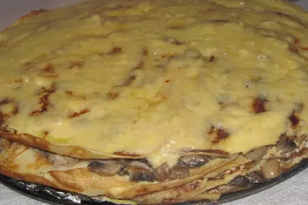 Блинчатый торт с  грибами и творогом.: шаг 8