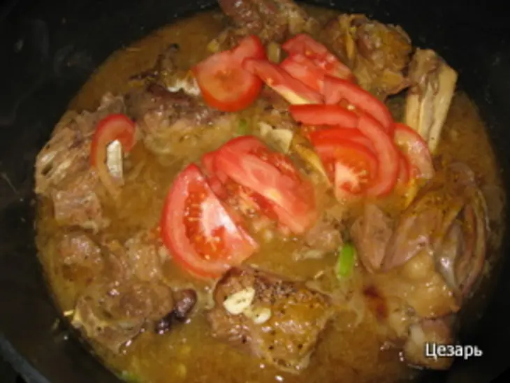 Баранина с  чесноком и овощами: шаг 5