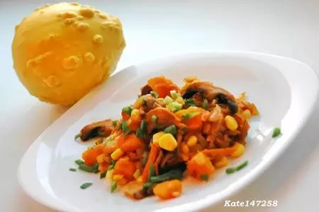 Осенний овощной салат (с тыквой, грибами и другими): шаг 7