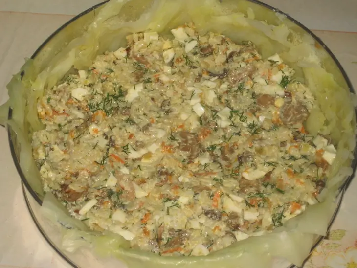 Капустный каравай с гусиным паштетом.: шаг 3