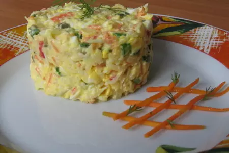 Салат с крабового мяса "мозаика": шаг 6