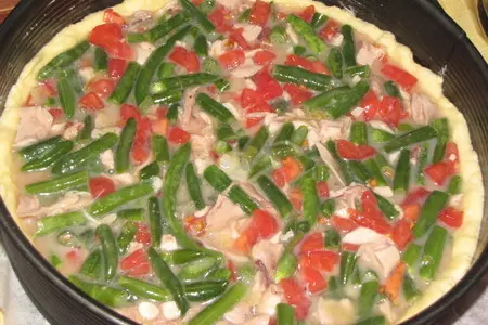 Киш с курицей и стручковой фасолью.: шаг 3