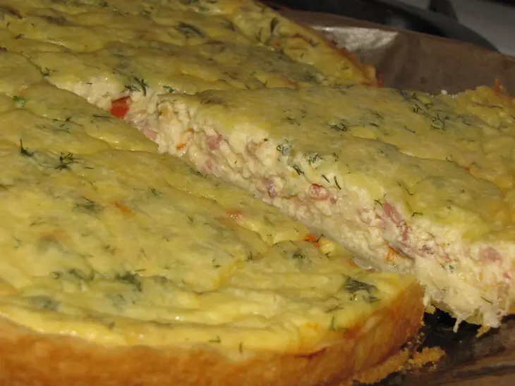 Киш с копчёными курицей и сыром.: шаг 5