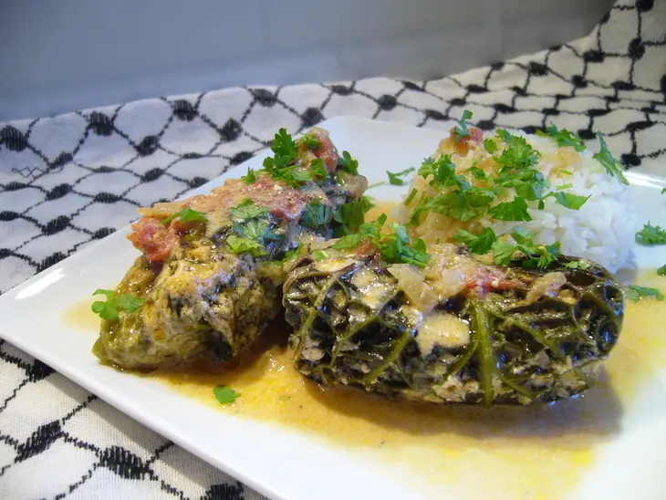Голубцы из савойской капусты с фетой и грибами: шаг 4