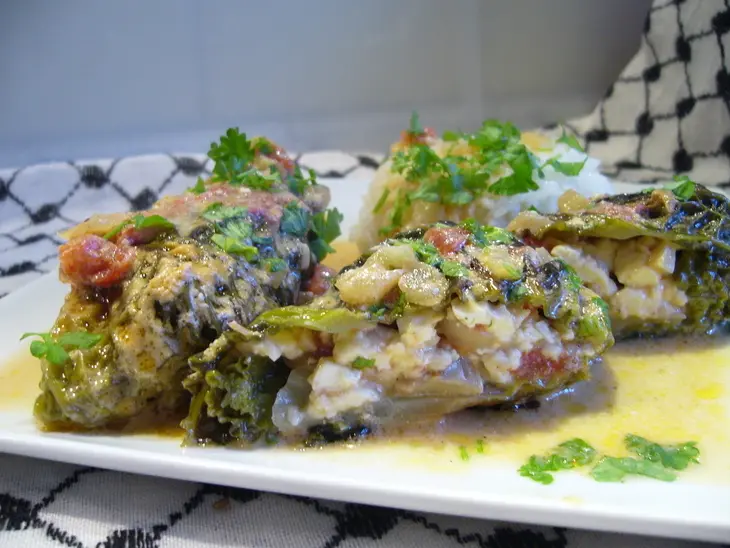 Голубцы из савойской капусты с фетой и грибами: шаг 5