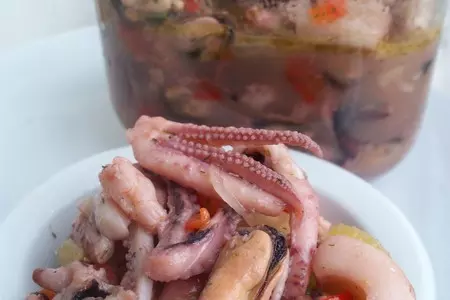 Замаринованные  осьминоги, устрицы, креветки, кальмары, гребешки: шаг 5