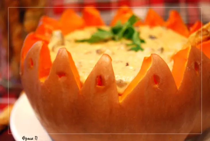 "тыквандю" - сырное фондю в тыкве с хрустящими палочками: шаг 14