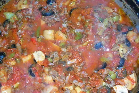 Спиральки с говядиной, грибами и соусом маринара(упрощенным): шаг 4