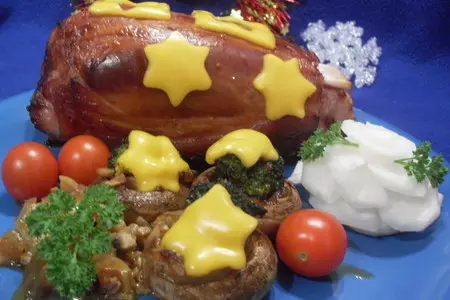 Соленое - полукопченое мясо с грибами: шаг 4