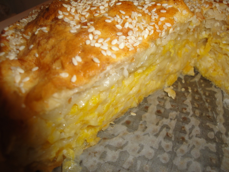 Нежный пирог с сыром и тыквой/kolokithopita/: шаг 8