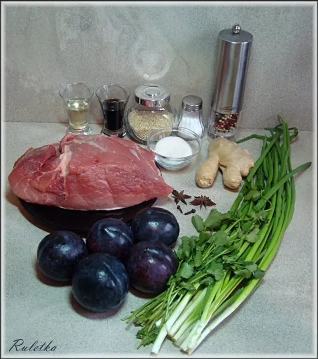 Мясные рулеты    "сливовая долина"     (японские мотивы).: шаг 1