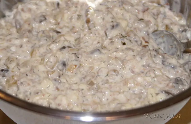 Нежные пончики с грибами и гречкой (без яиц): шаг 2