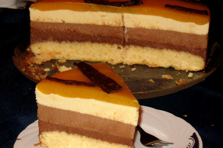 Торт "триколор" под манговым покрытием: шаг 2