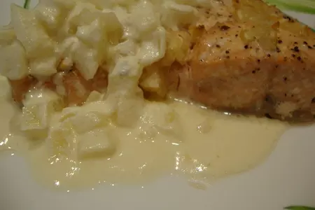 Лимонная форель с белым вином,козьим сыром и запеченными грушами: шаг 3