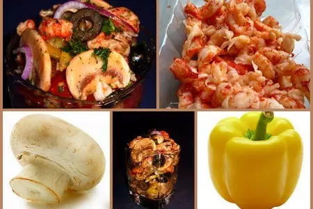 Салат-коктейль с раковыми шейками и шампиньонами: шаг 1