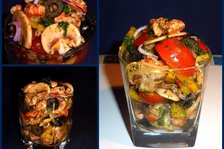 Салат-коктейль с раковыми шейками и шампиньонами: шаг 2