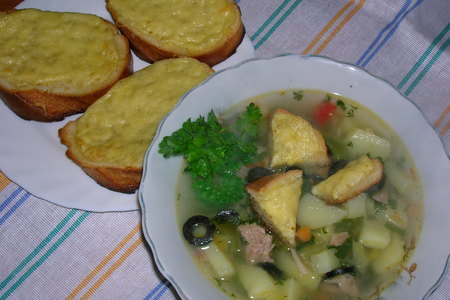 Суп из индейки с маслинами и сырными гренками: шаг 4