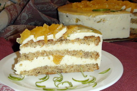 Торт «апельсиновый» с твороженным суфле и миндально-цитрусовым бисквитом без муки от natapit.: шаг 7