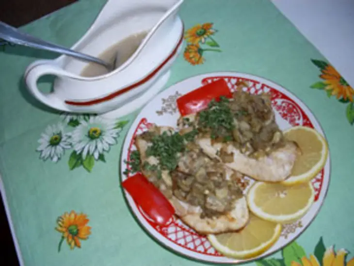 Морской окунь с баклажанами и коричным соусом: шаг 9