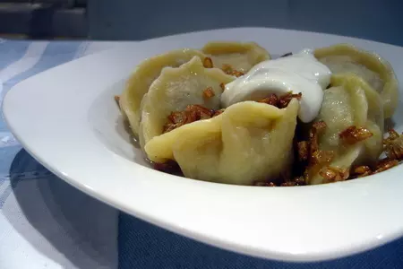 Вареники из заварного теста с квашеной капустой и печенью: шаг 8