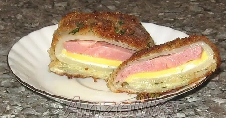 Капустный шницель с начинкой.: шаг 5