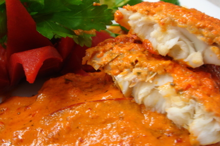 Филе рыбы под вкусным соусом "пепер майоро" с овощным гарниром.: шаг 9