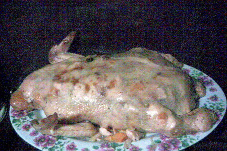 Курица с капустой, изюмом и курагой (фаршированная, конечно): шаг 9