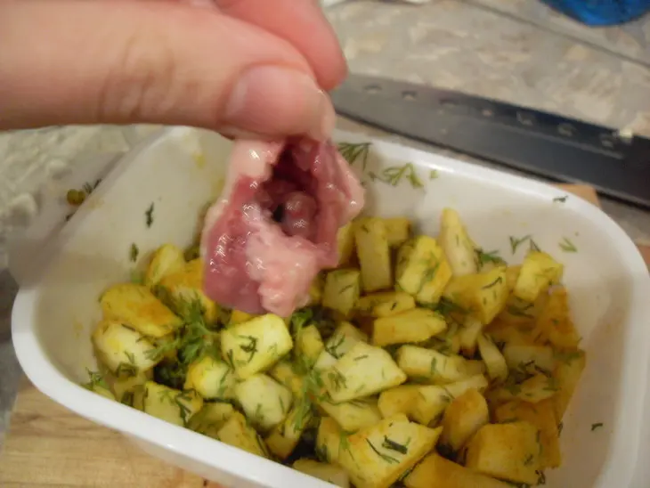 Фаршированные "куриные сердечки": шаг 2