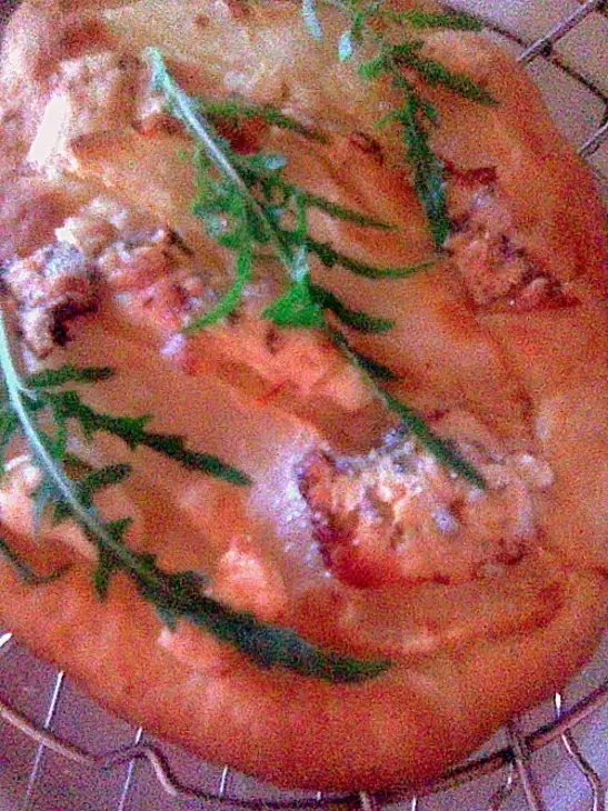 Лепешка с грушей, сыром dorblu и рукколой.: шаг 7