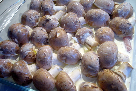 Свиные шницели, запеченные с грибами под пикантным сливочным соусом: шаг 3