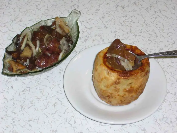 Рыбный бочонок с грибами: шаг 8