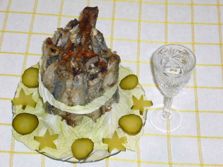 Рыбный бочонок с грибами: шаг 10