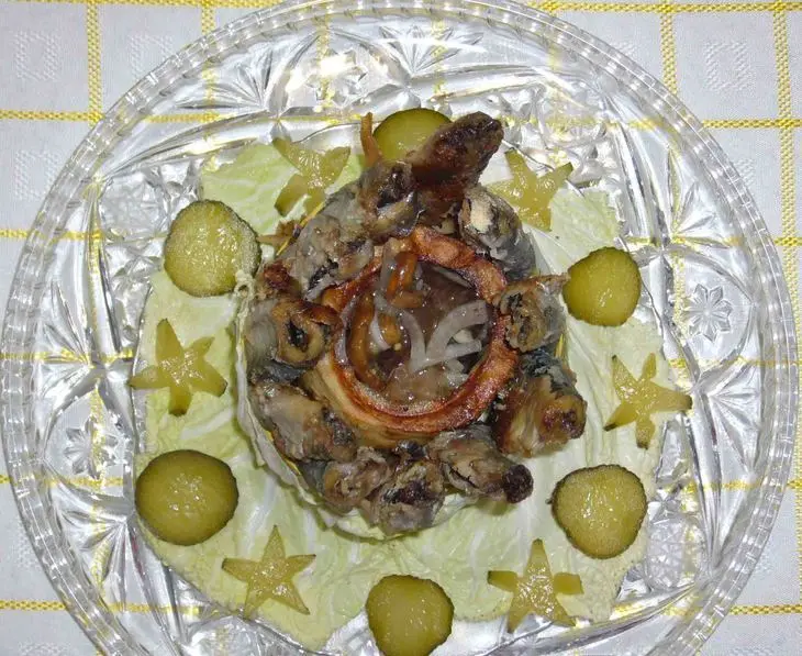 Рыбный бочонок с грибами: шаг 11