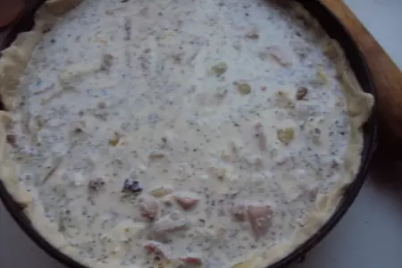 Эльзасский пирог с луком и ветчиной: шаг 3