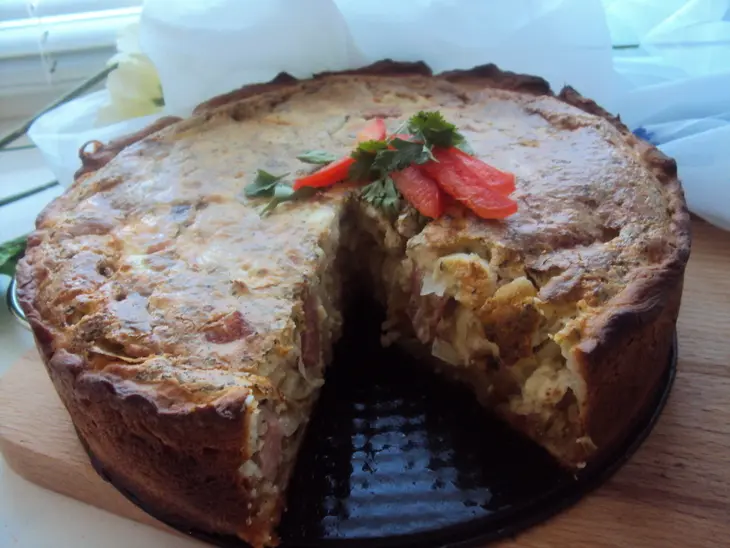 Эльзасский пирог с луком и ветчиной: шаг 5