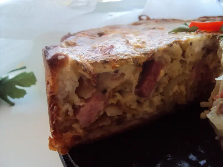 Эльзасский пирог с луком и ветчиной: шаг 8