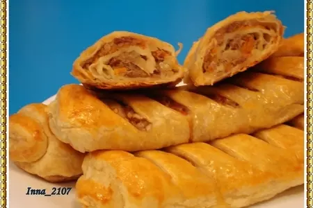 Рулет с мясом  и тыквой из слоеного теста: шаг 6